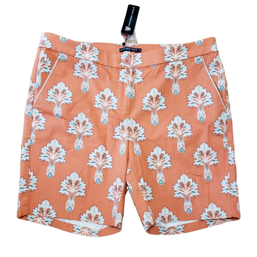 Vintage Oxford Golf Langoustino Women's Fleur De Lis Bermuda Golf Shorts 12 NWT